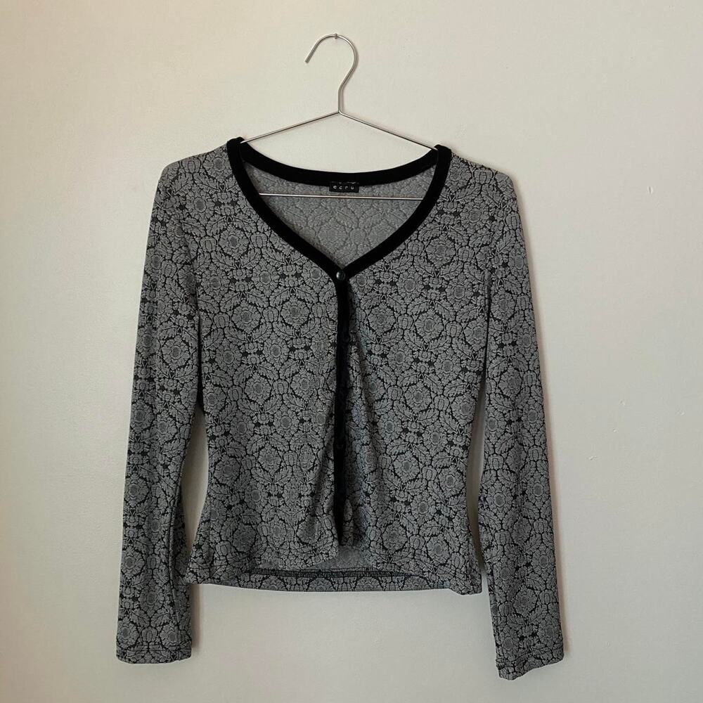 Vintage Silver and Black Button Up Cardigan Women's M